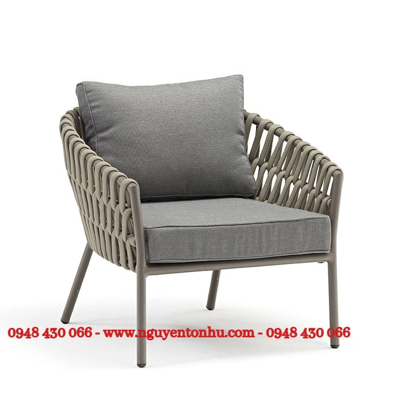 so fa day du 3388 - Bộ bàn ghế nhựa mây đan giả dây thừng ngoài trời